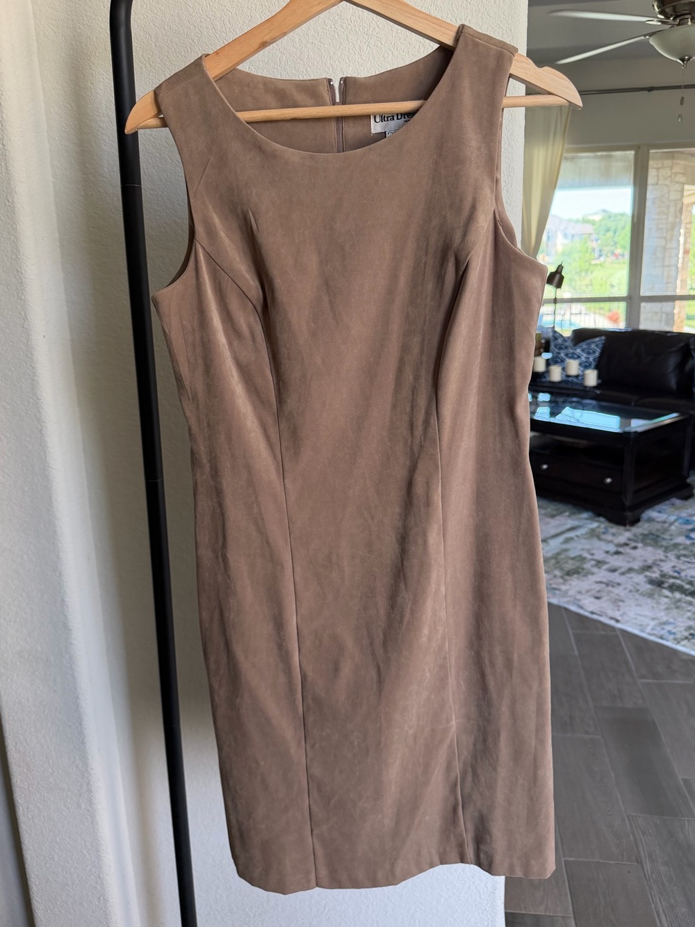 Ultra Dress Collection Sleeveless Faux-Suede Midi Dress - Taupe Brown